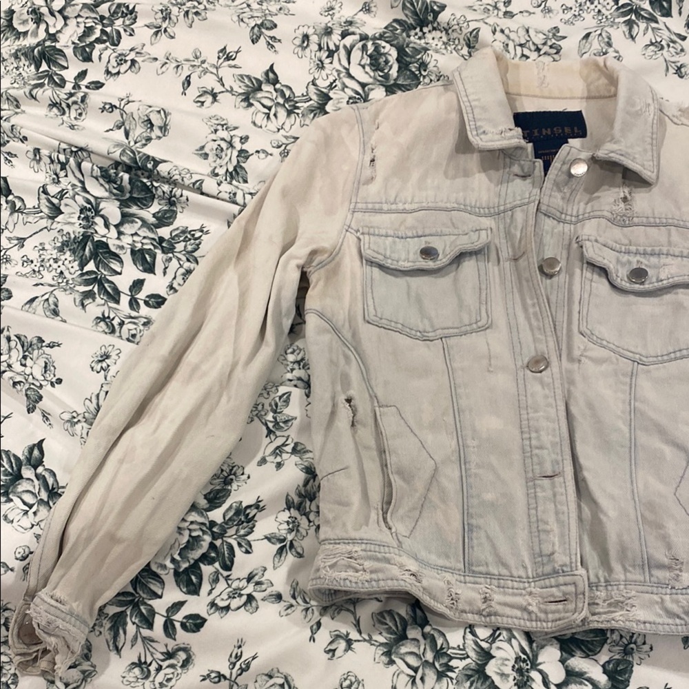 Classic Blue Jean Jacket with Distressed Look